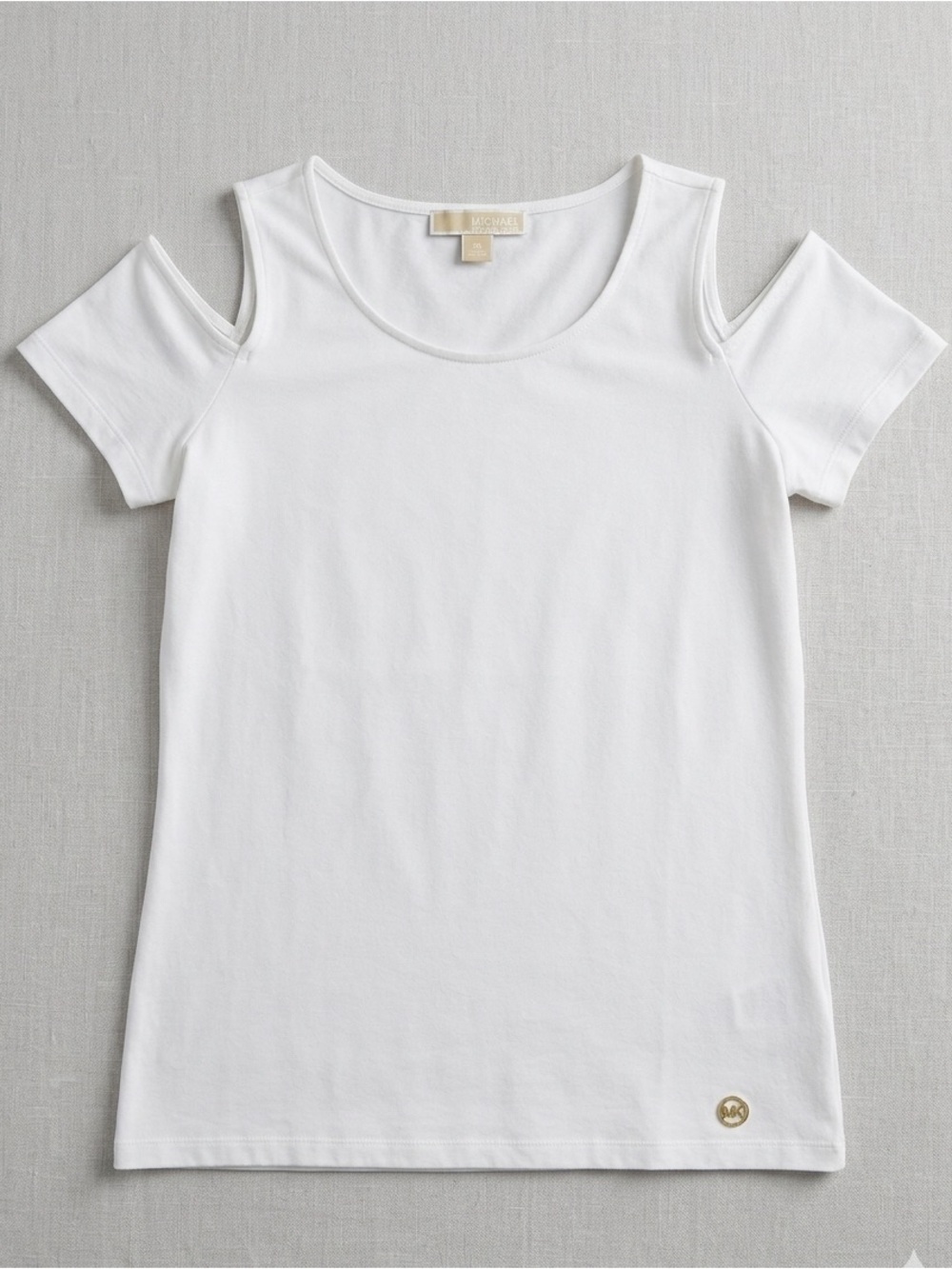 Michael Kors White Cold Shoulder Short Sleeve Tee Top M
